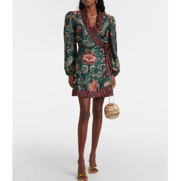 FARM Rio Dresses & Skirts - Farm Rio | Arabesque Floral Wrap Dress Small | boho beaded floral tropical EUC